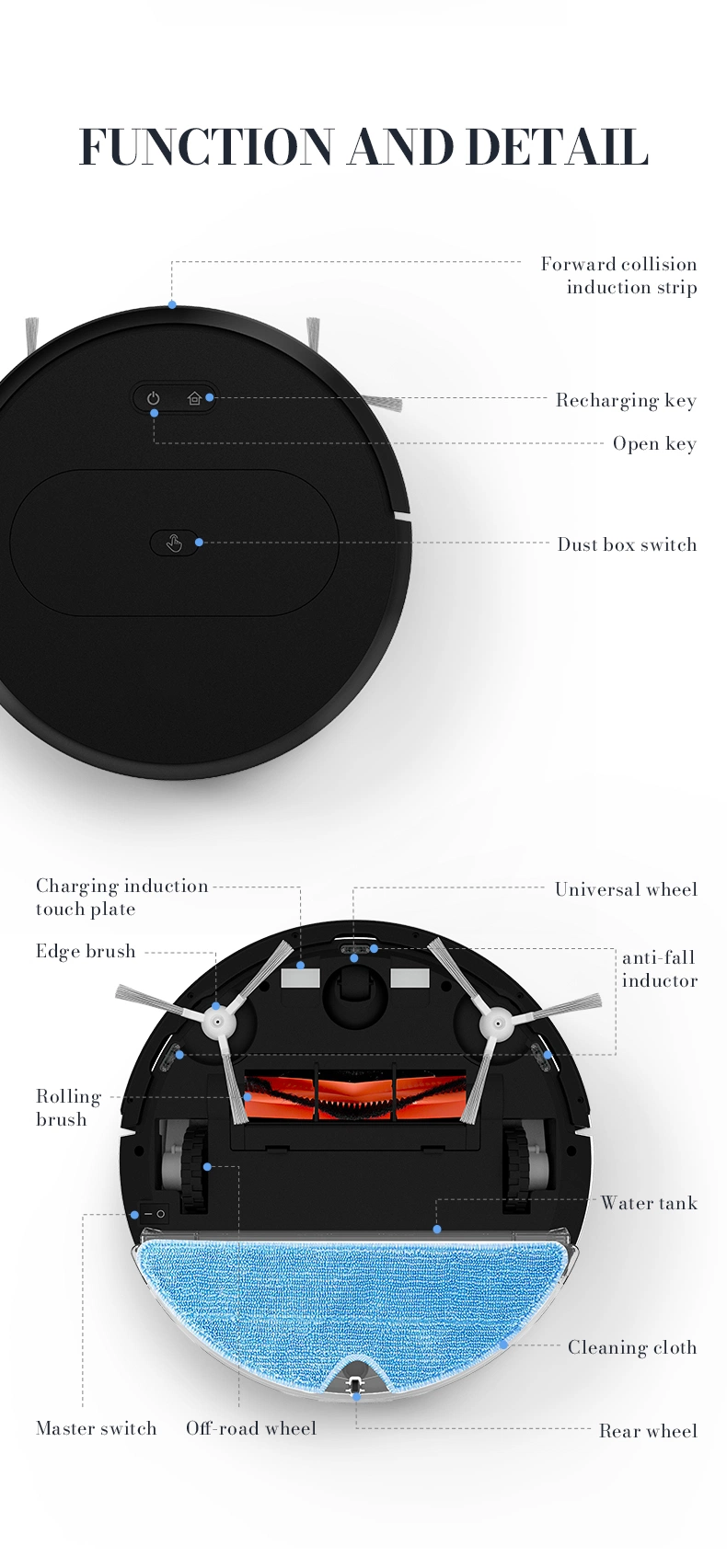 Intelligent Sweeping Robot Upgrade WiFi Remote Control Sweep Suction Drag Machine Automatic Recharge