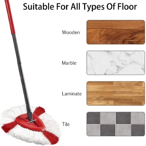 Spin Mop Head Easywring Mop Replacement with Base Compatible with Vileda Triangle Spin Mop