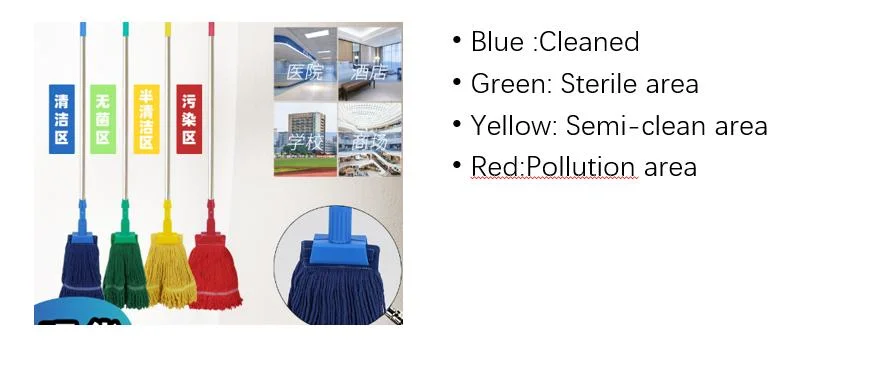 Multi-Coloured Cotton Gauze Strip Floor Mop with Replaceable Mop for Hotel Hospital and Factory