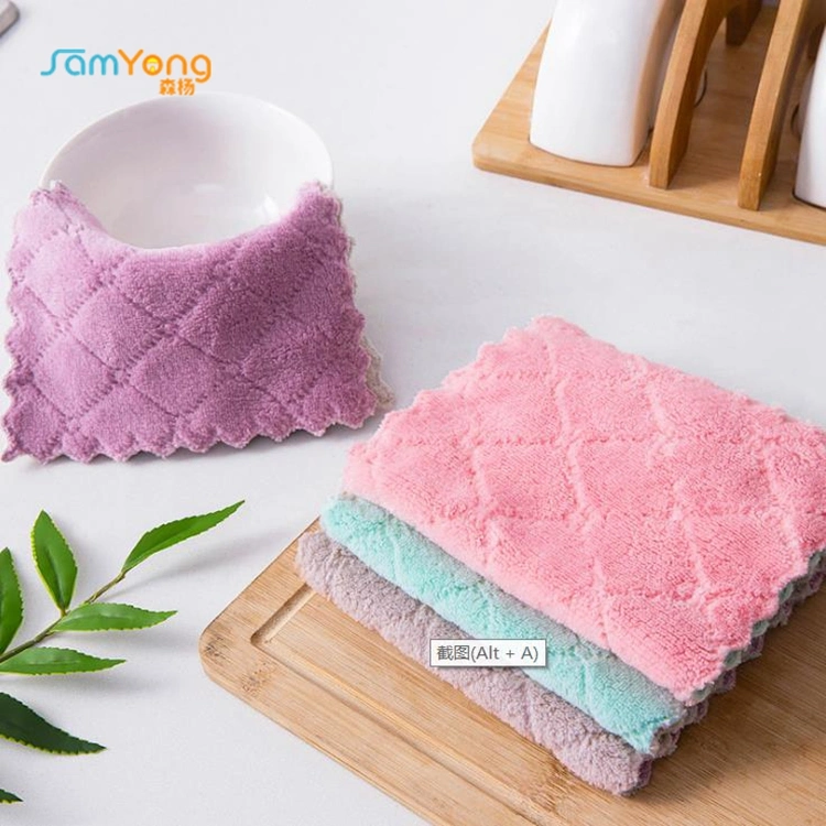 Household Microfiber Absorbent Rags Coral Fleece Cleaning Cloths Kitchen Towels