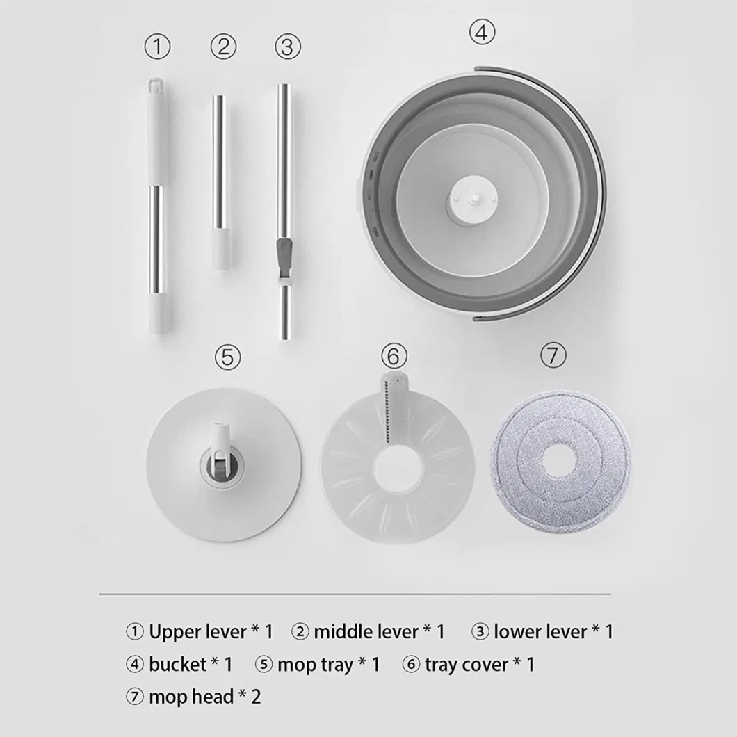 Mop and Bucket Set, Spin Stainless Steel Mop with Washable Microfiber Mop Pad, Support Self Separation Sewage