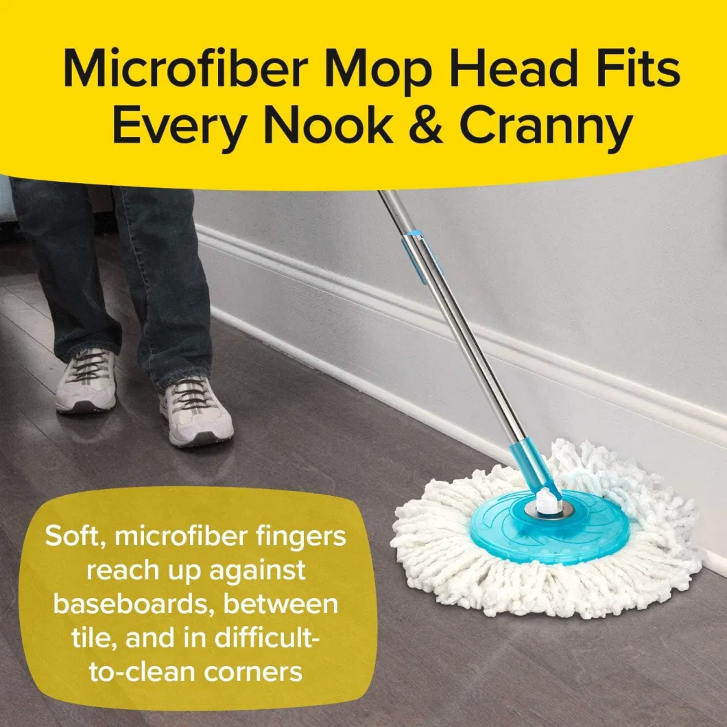 Spin Away Germy Super-Absorbent Microfiber Mop Head Cleaning System Hurricane Spin Mop