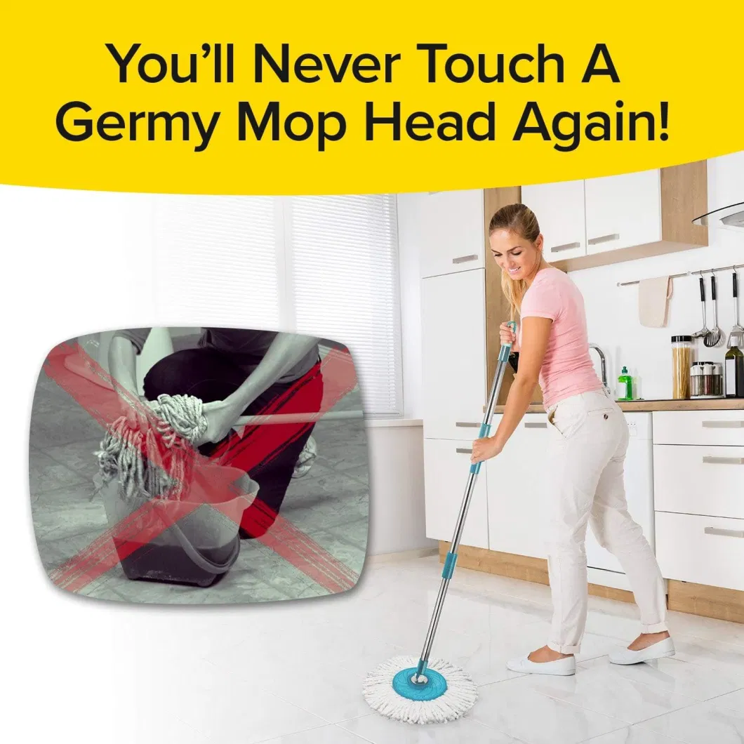 Spin Away Germy Super-Absorbent Microfiber Mop Head Cleaning System Hurricane Spin Mop