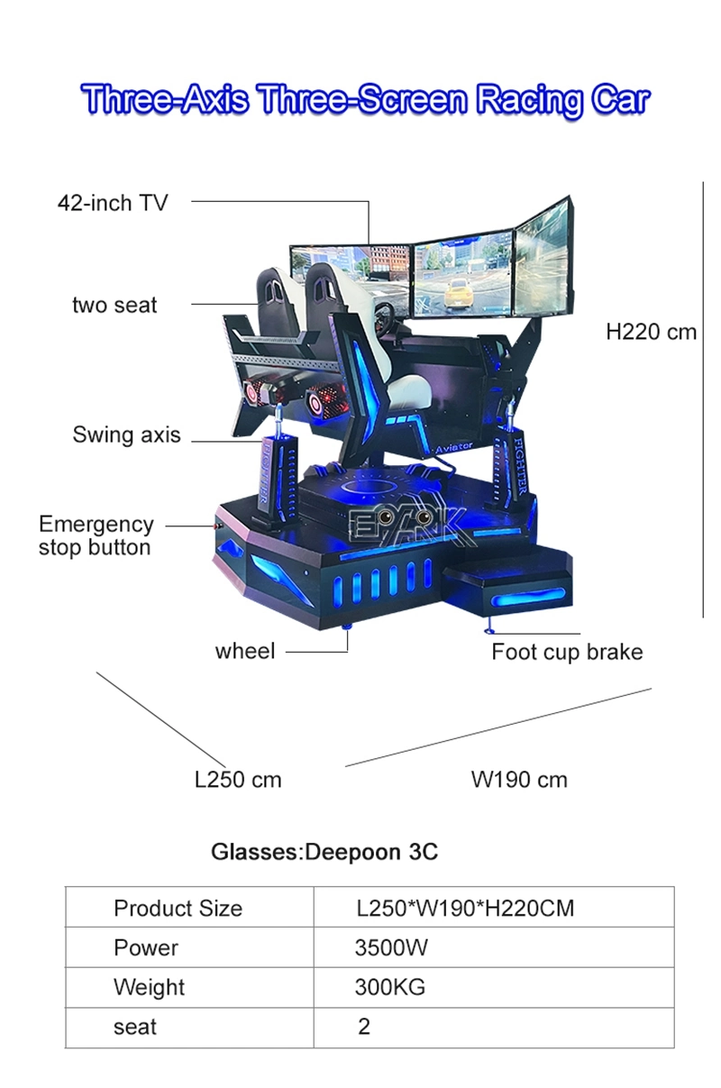 Three-Axis Three-Screen Racing Car Vr Racing Car Seats Arcade Games 9d Vr Platform Motion