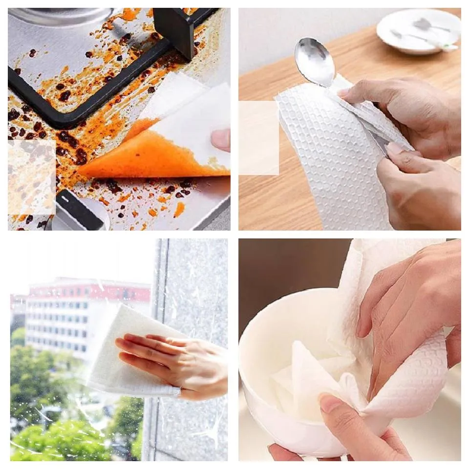 China Factory Wholesale Eco-Friendly Kitchen Cleaning Towels Non Woven Disposable Dish Cloth Disposable Rags Lazy Rags Thickened Dish Towels Wiping Rag