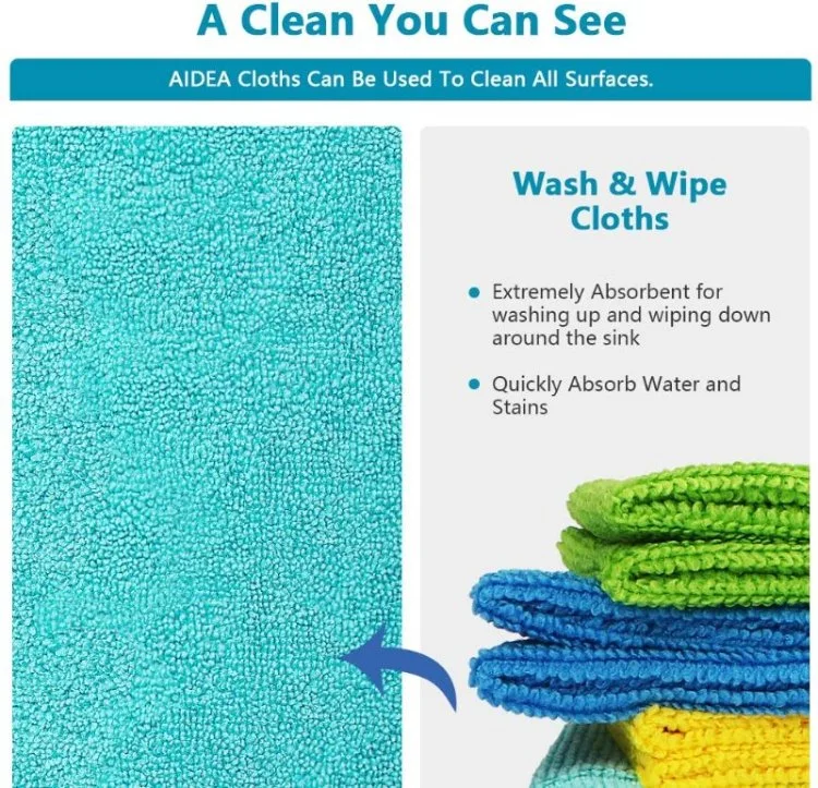 30*30cm 40*40cm Multi-Purpose Microfiber Warp Terry Towel Cleaning Products for Household Cloth for Kitchen Car Carcare Detailing Washing Reusable Rags