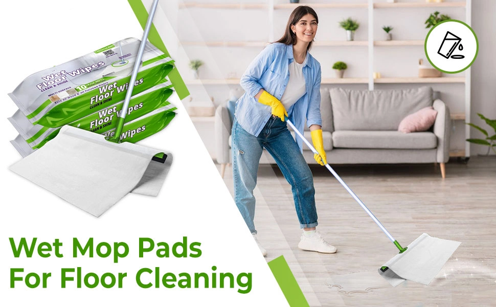 Biokleen Customize Free Sample Multi-Purpose PRO-Moistened Lemon Scent Household Wet Wipes Mopping Premium Wet Floor Wipes Wet Mop Pads for Floor Cleaning