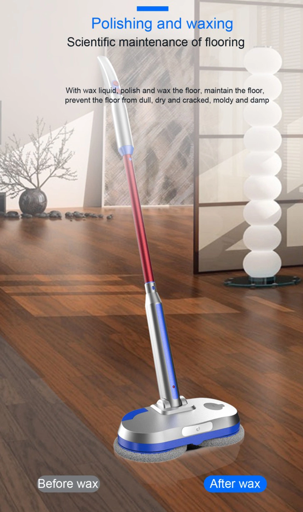 Cordless Electric Mop, Spray Mops for Floor Cleaning with Built-in Water Tank &amp; LED Headlight, Rechargeable Spin Polisher for Hardwood/Tile/Marble/Laminate Floo