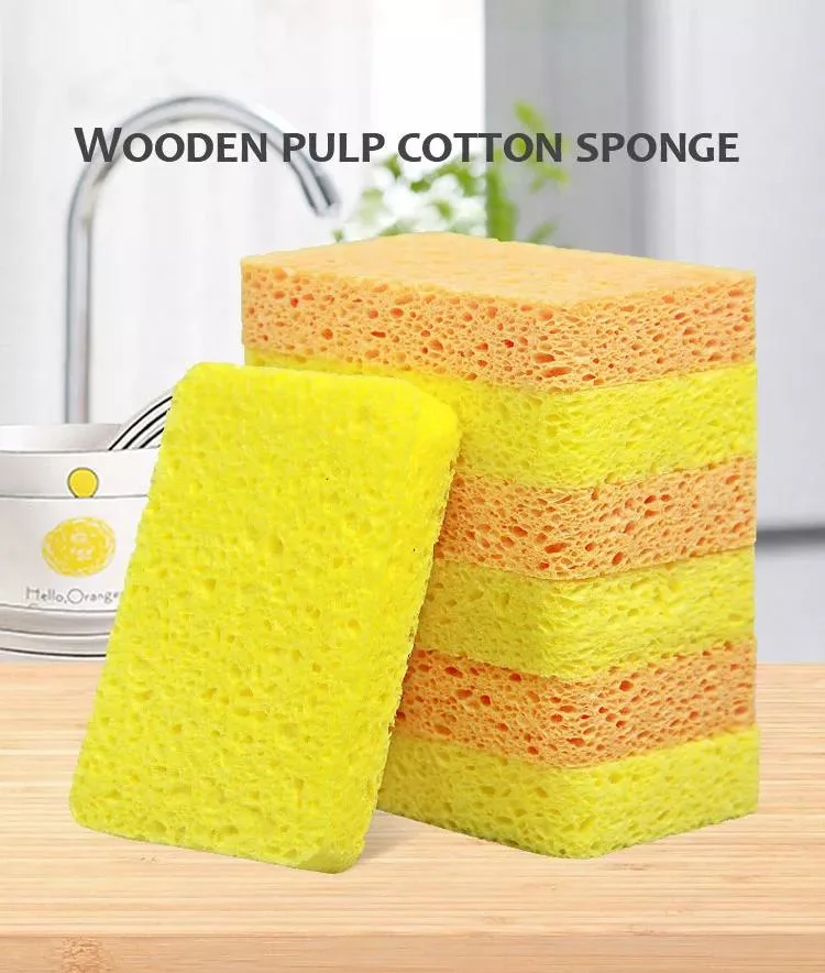Wipe Tableware with Wood Pulp Cotton Sponge Clean Household Bowl with Wood Pulp Sponge Cloth