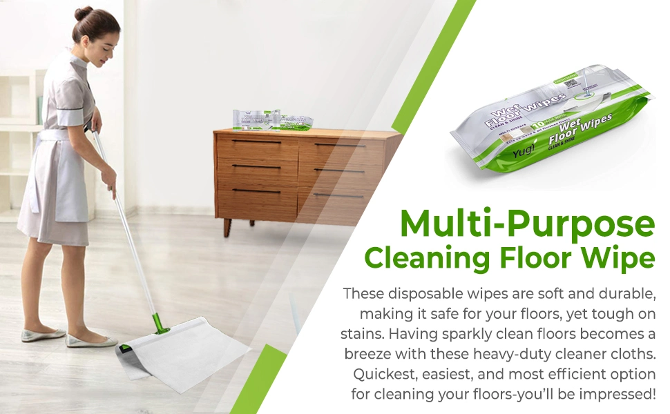 Biokleen Customize Free Sample Multi-Purpose PRO-Moistened Lemon Scent Household Wet Wipes Mopping Premium Wet Floor Wipes Wet Mop Pads for Floor Cleaning