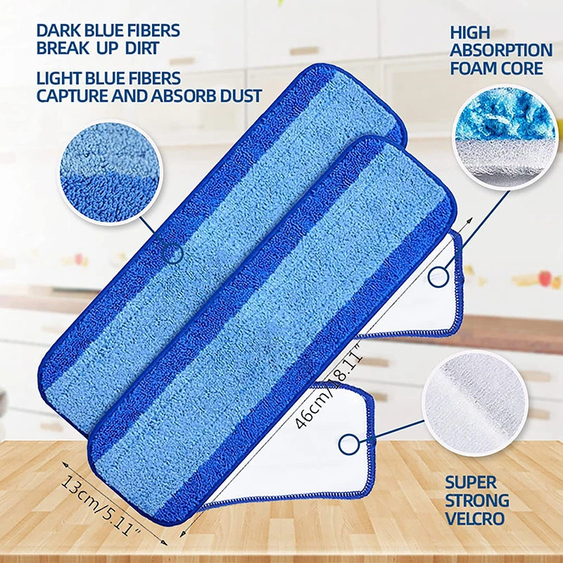 Esun Washable Microfiber Mop Pad for Floor Cleaning Wet Spray Mop Wet Flat Mop for Hardwood Laminate Wood Ceramic