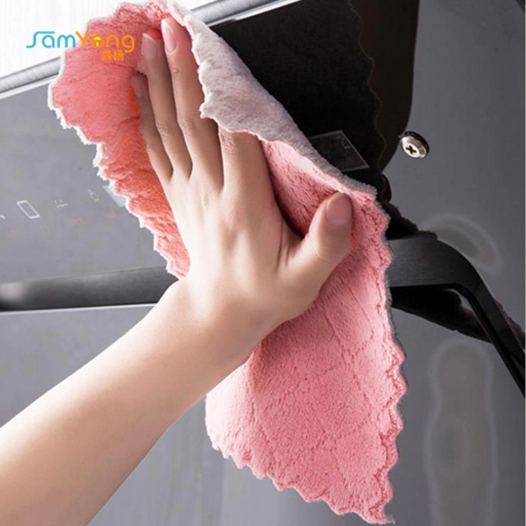 Household Microfiber Absorbent Rags Coral Fleece Cleaning Cloths Kitchen Towels