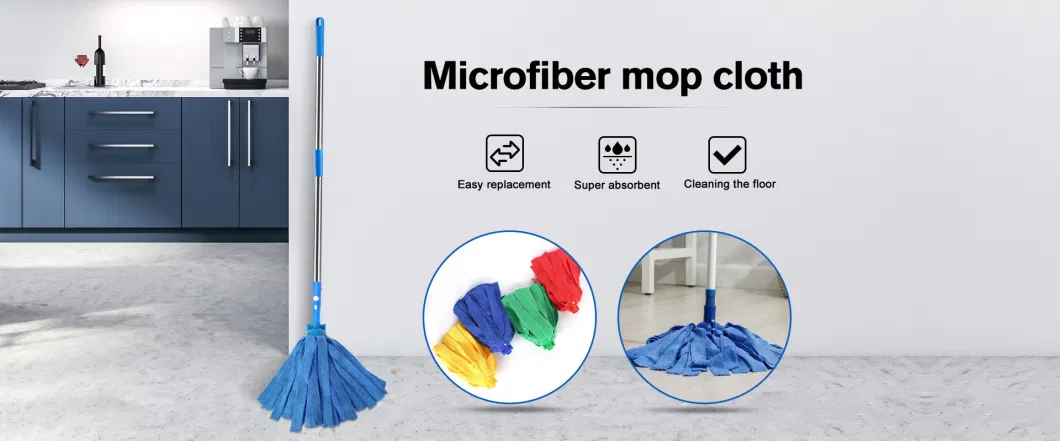 Reuseable Floor Cleaning Products Microfiber Strips Cloth Mop with Replaceable Head
