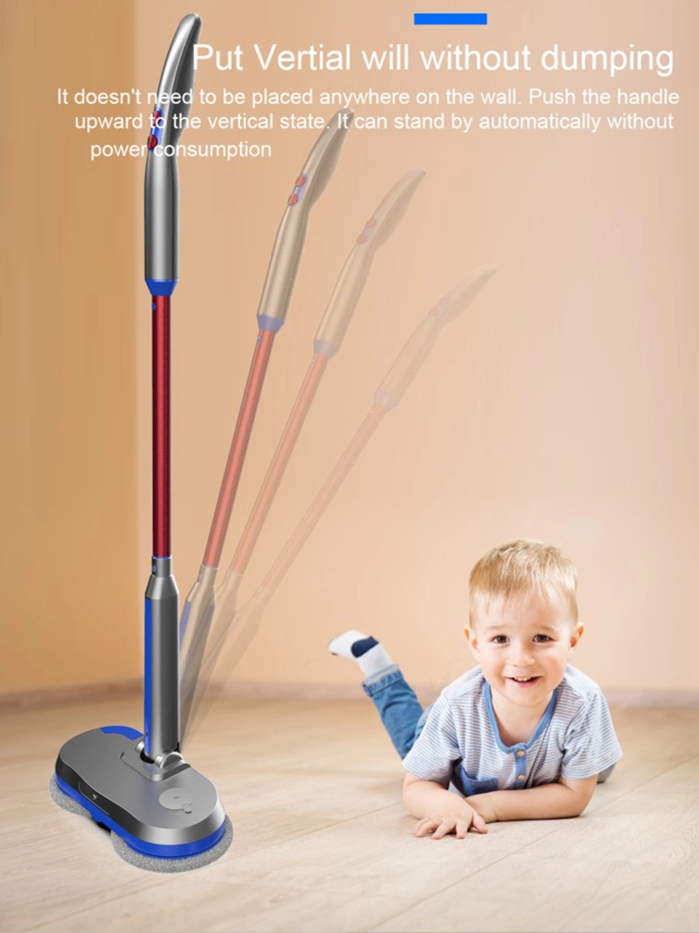 Cordless Electric Mop, Electric Spin Mop with LED Headlight and Water Spray