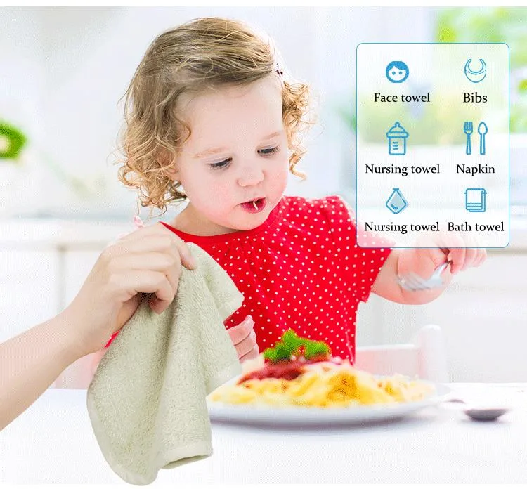 Multifunctional Lint Free Highly Absorbent Baby Bamboo Cotton Muslin Towel