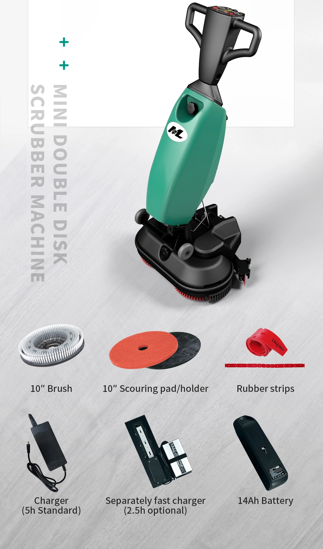 Mini Mop Hand Push Floor Scrubber 360degree Rotating Flexible Handle