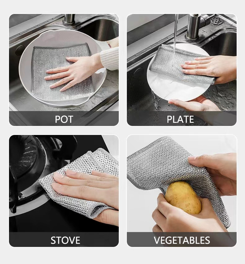 Silver Wire Household Kitchen Dish Cleaning Cloth