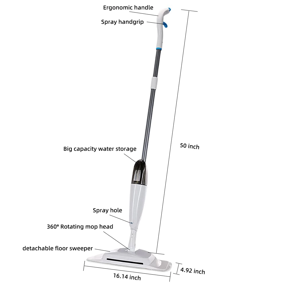 Spray Mop with Refillable Bottle and 2/3/4 Washable Wet Microfiber Pads, Mops for Floor Cleaning
