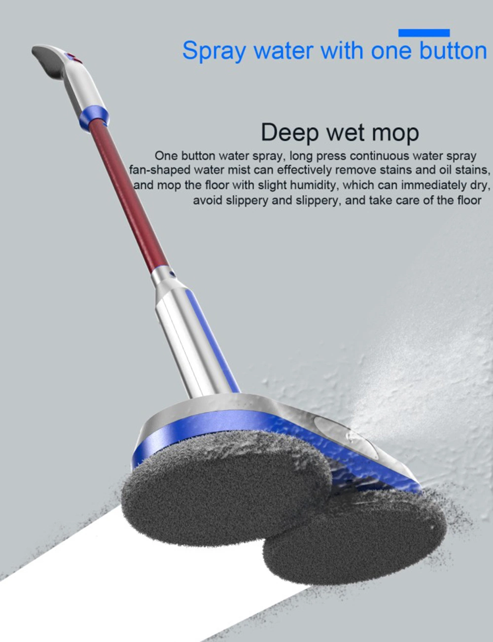Cordless Electric Spin Mop, Spray Mop for Floor Cleaning with LED Headlight