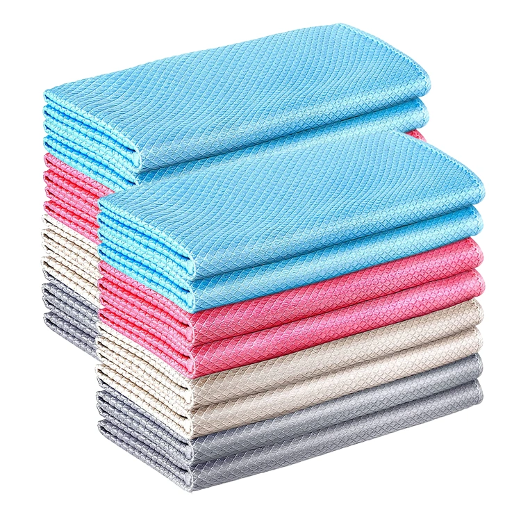 Multi-Purpose Super Absorbent Microfiber Towel Fish Scale Cloth for Cleaning Car Care and Kitchen Wiping Rags