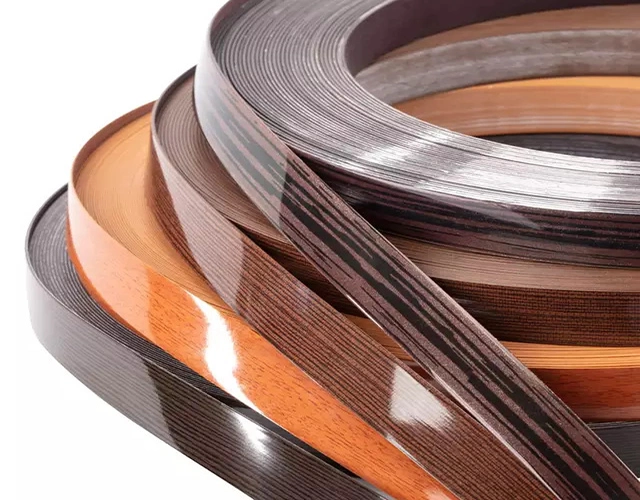 0.8mm Stainable Veneer Edging Fabric Colours Aluminum Edge Banding Plywood Furniture Accessory PVC Wood Grain Edge Banding Tape