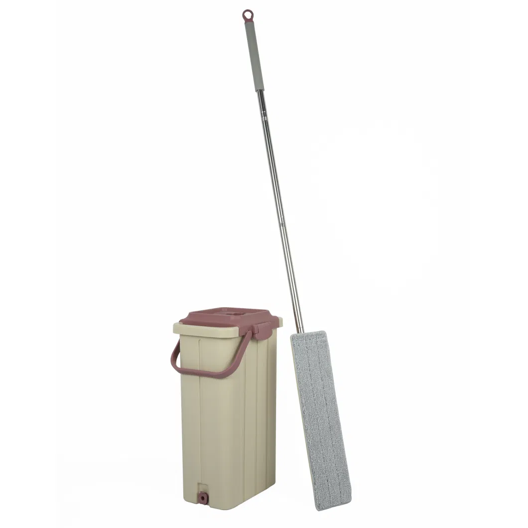 Mop and Bucket with Wringer Set, Flat Mops for Floor Cleaning, Microfiber Pads and Mop Head, Wet and Dry Use, Household Cleaning Tools, for Hardwood