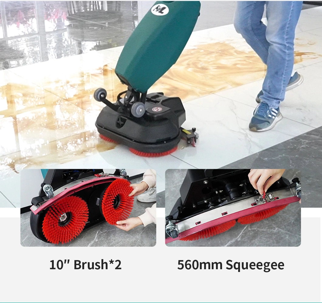 Battery Powered Floor Scrubber Mini Mop Hand Push Floor Washer for Supermarket