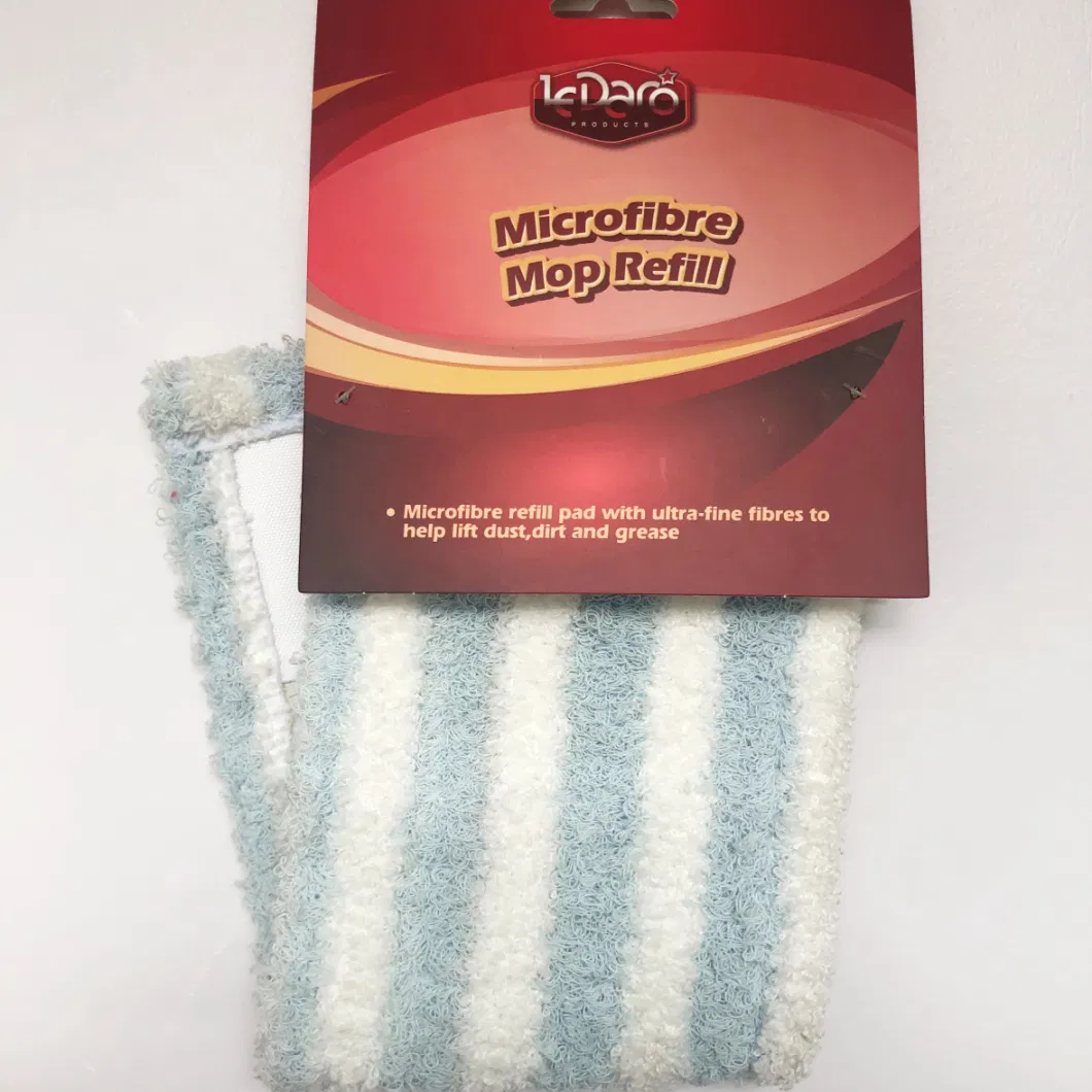 Microfibre with Cotton Abrasive Stripe Mop Refill Replacement Clean Washable Cloth Pad for Flat Mop Head