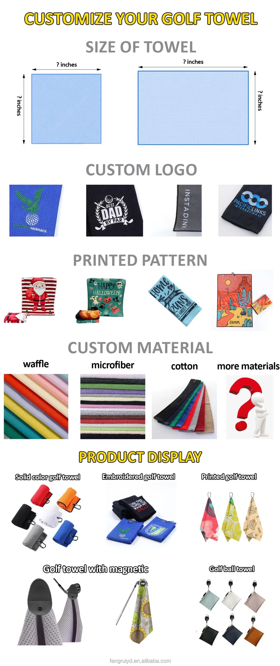Custom Printed Pattern Microfiber Waffle Golf Towel Sports
