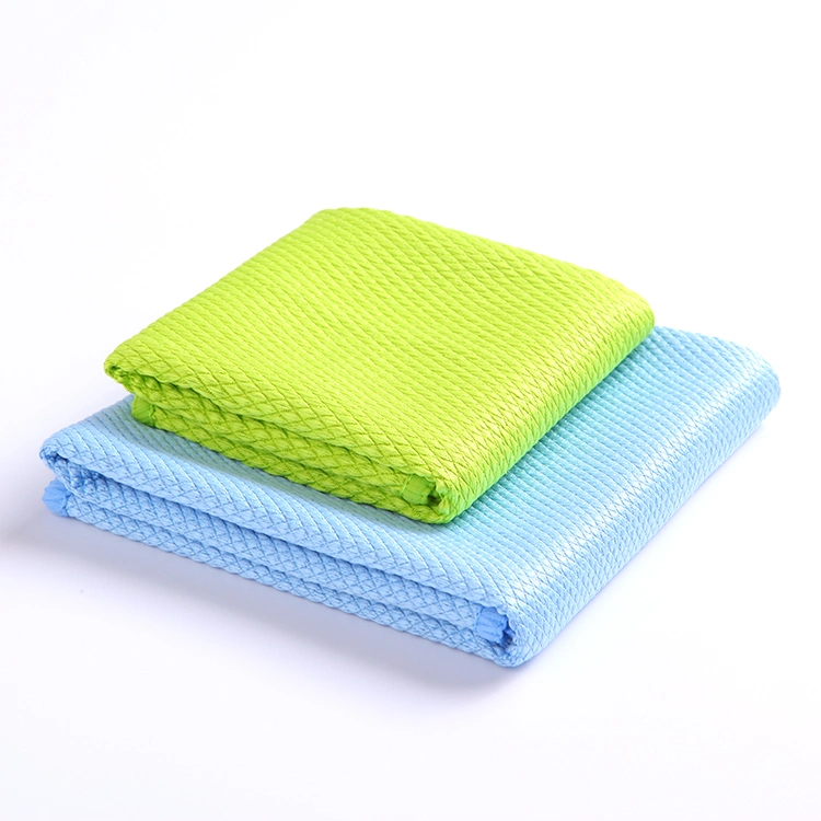 Lint Free The Square Shape Kitchen Cleaning Fish Scale Rags Microfiber Towel