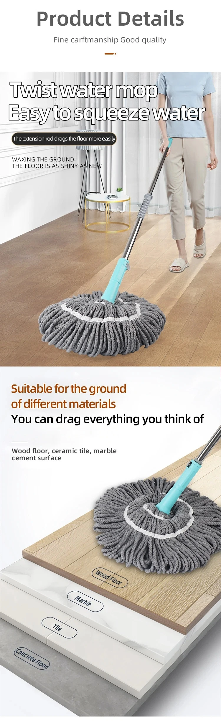 Best Selling Round Rotating Mop Floor Cleaning 360 Rotating Mop Bucket Cleaning Mop Floor Dirty Water Depart Bucket