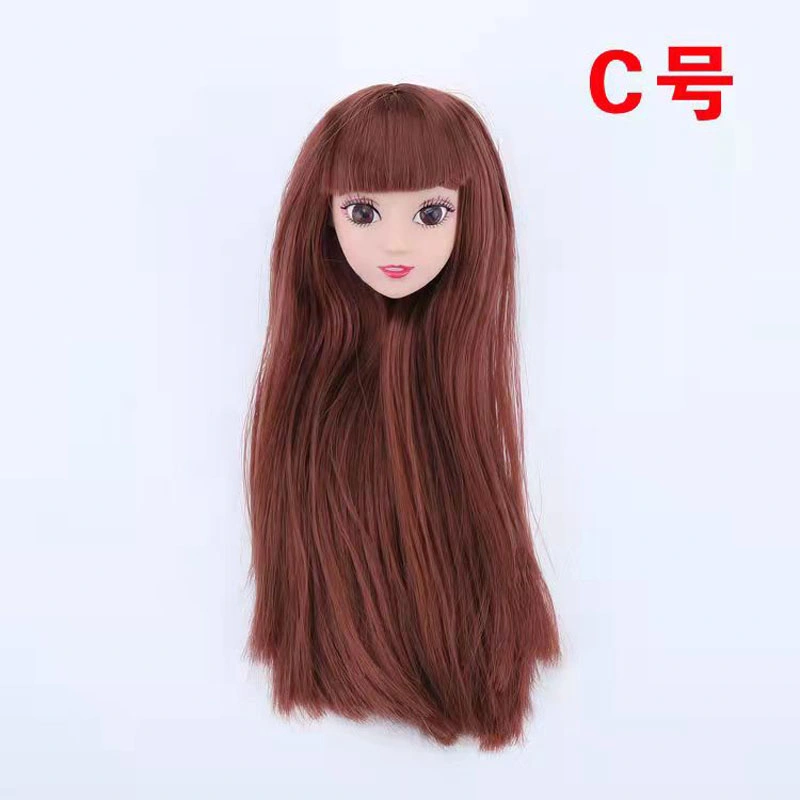 Plastic Toy Doll Accessory Golden Straight Hair Head for 1/6 Doll