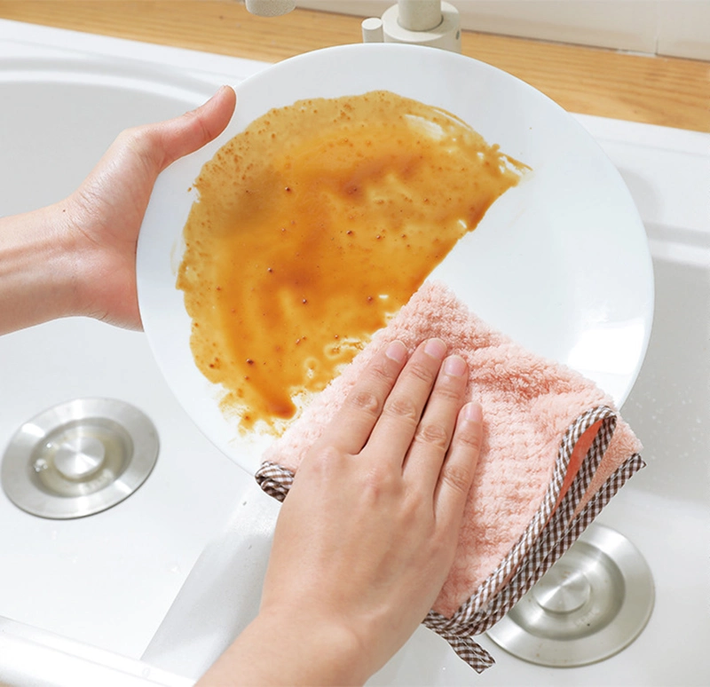 Multifunctional Super Soft Microfibre Coral Fleece Kitchen Cleaning Towel Dish Drying Cloth