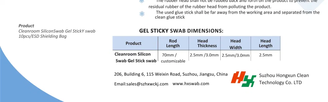 Stainless Steel Pole Blue Tip Silicone Gel Sticky Swab