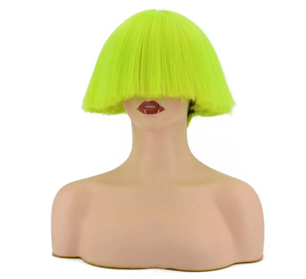 Foreign Trade Fluffy Fluorescent Green Cos Wig Broom Head Festival Bash Afro