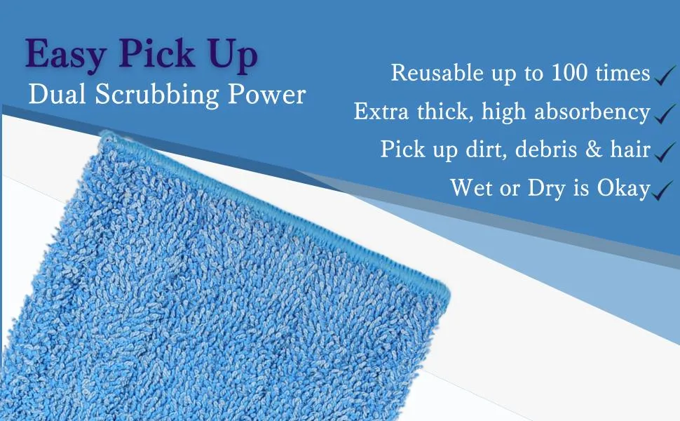 Absorbing Pads for Wet &amp; Dry Floor Cleaning Washable Microfiber Mop Heads