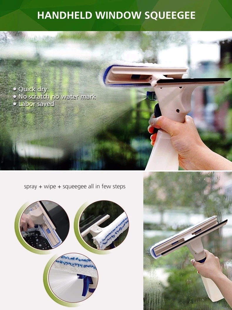 Spray Bottle Wiper Squeegee with Microfibre Cloth Pad