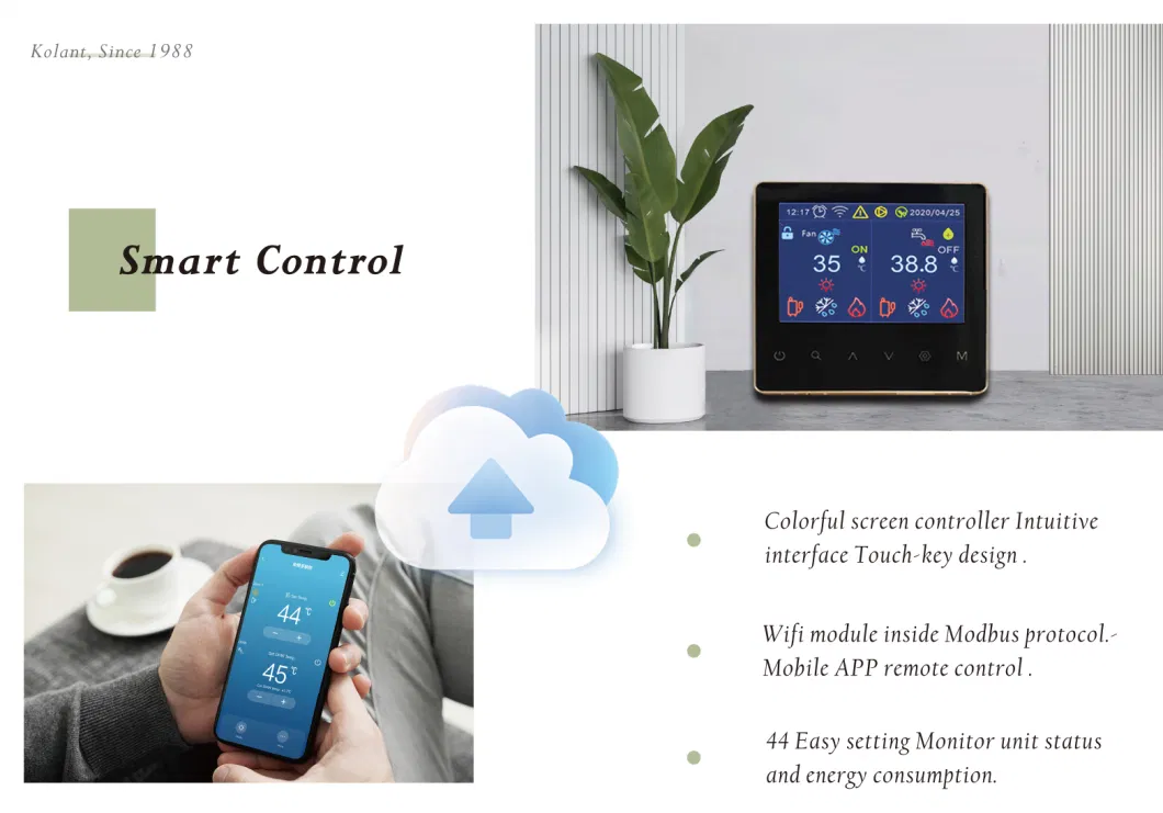 6kw, 9kw, 12kw, 16kw, 19kw Kolant Polarheat Full Inverter Heating Cooling Dhw Boiler Replacement Monoblock R290 Air Source Heat Pump