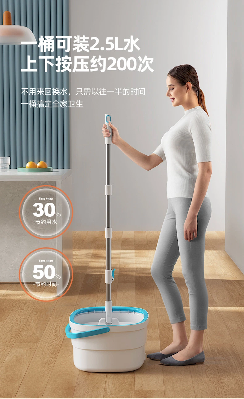 Microfiber Spin Mop &amp; Bucket Floor Cleaning System Support Self Separation Sewage and Clean Water Flat Mop