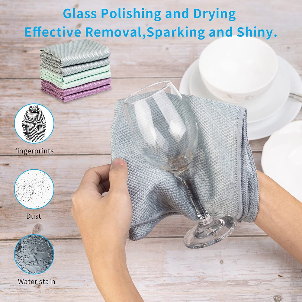 Lint Free Reusable Fish Scale Streak Free Cleaning Cloth Easy Clean Microfiber Window Mirror Glass Car Cleaning Cloth