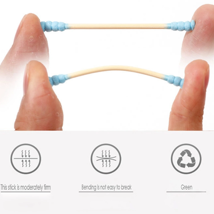 100 Eco-Friendly Bamboo Sticks Green Spiral Head Cotton Swabs