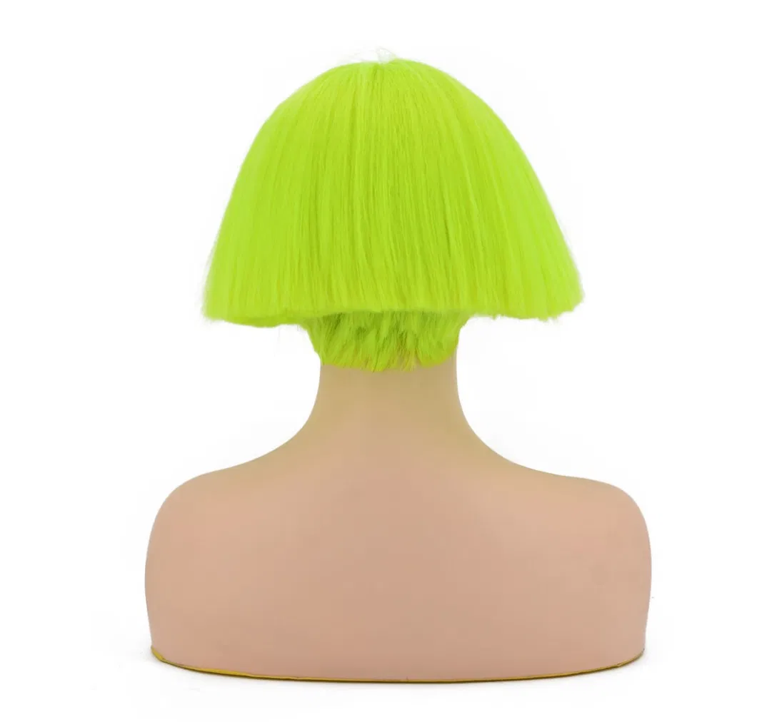 Foreign Trade Fluffy Fluorescent Green Cos Wig Broom Head Festival Bash Afro