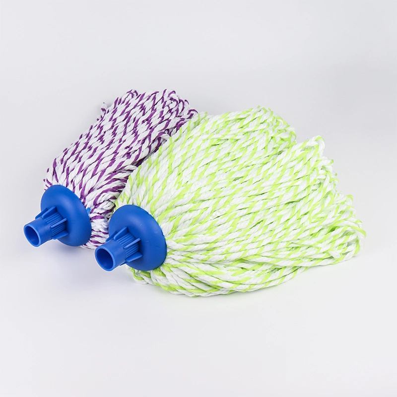 Custom Green Purpleitalian Clean Microfiber Absorbent Mop Head Thread Plastic Replacement Head Cotton Wet Mop Head