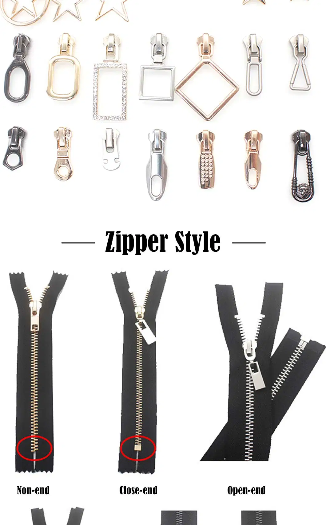 Wholesale Metal Gun Color Zip Puller Fancy Cstom Logo Zip Puller Zipper Slider Head