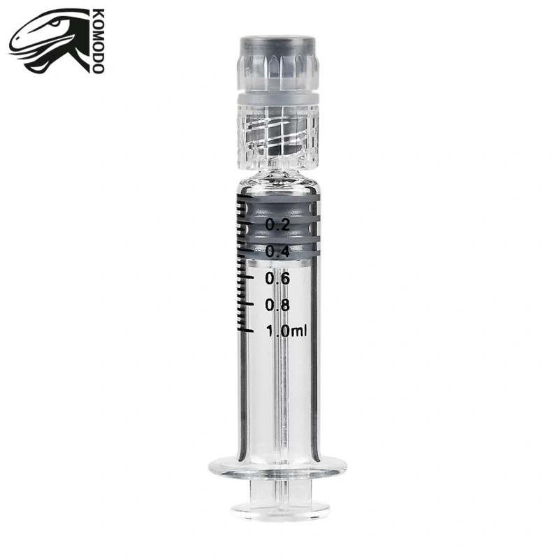 Disposable 1.0ml Luer Lock Luer Head Glass Syringe for Oil with Metal Plastic Plunger