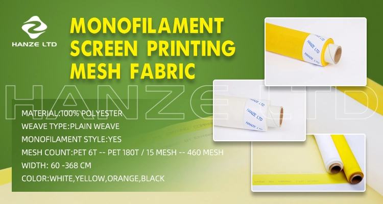 100% Polyester 6t-180t Fabric Silk Screen Printing Mesh Monofilament Bolting Cloth