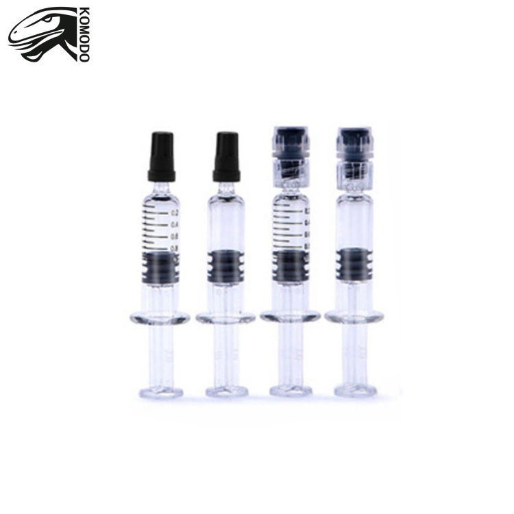 Disposable 1.0ml Luer Lock Luer Head Glass Syringe for Oil with Metal Plastic Plunger