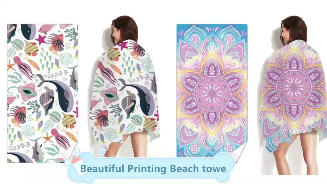 Aibort Wholesale Hot Sale Sublimation Printed Microfibre Quick Dry Sand Free Beach Towels with Logo Custom Print Towel