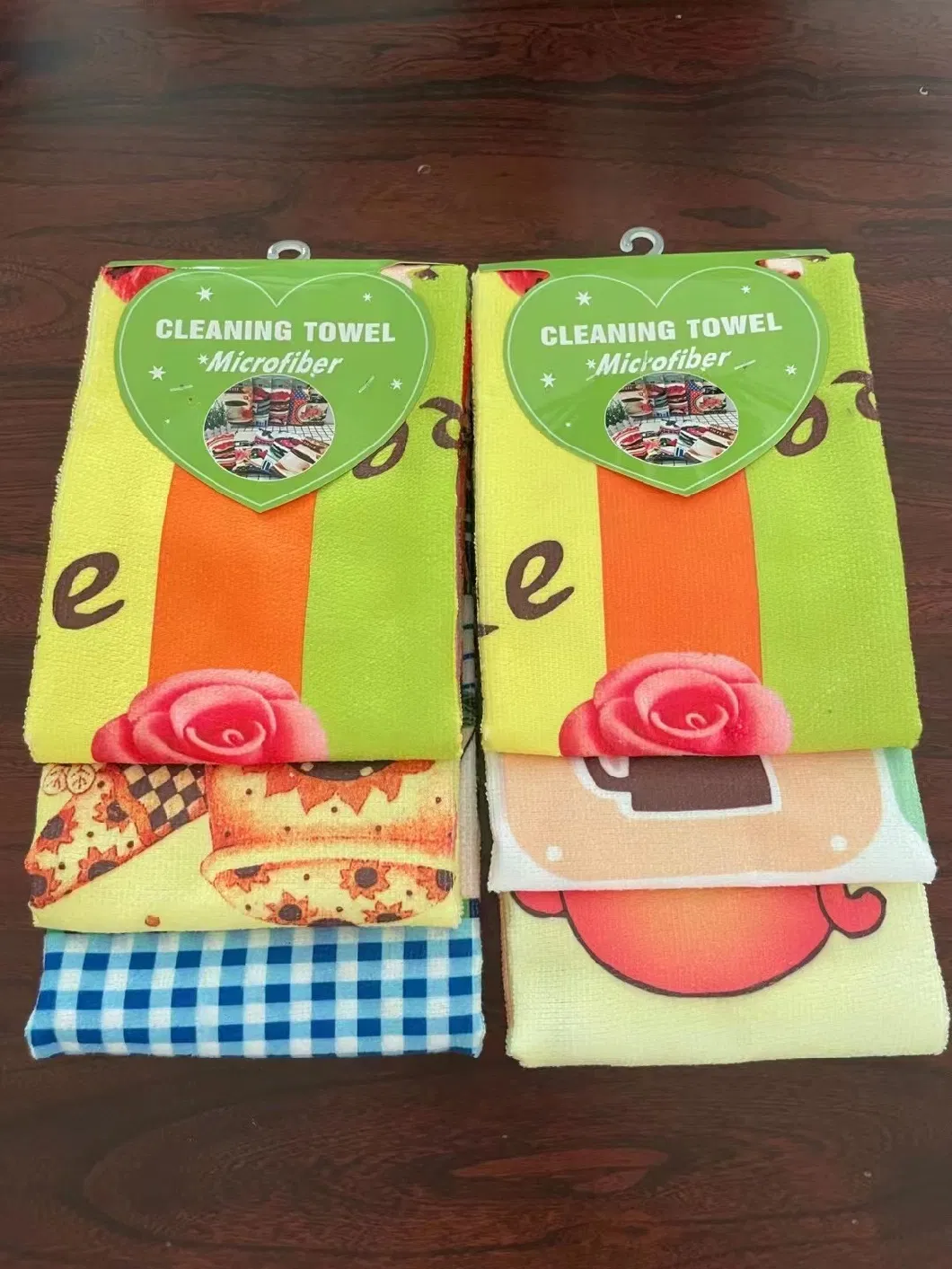 Kitchen Towel Polyester Hot Transfer Printing and Plain Colors Tea Towel