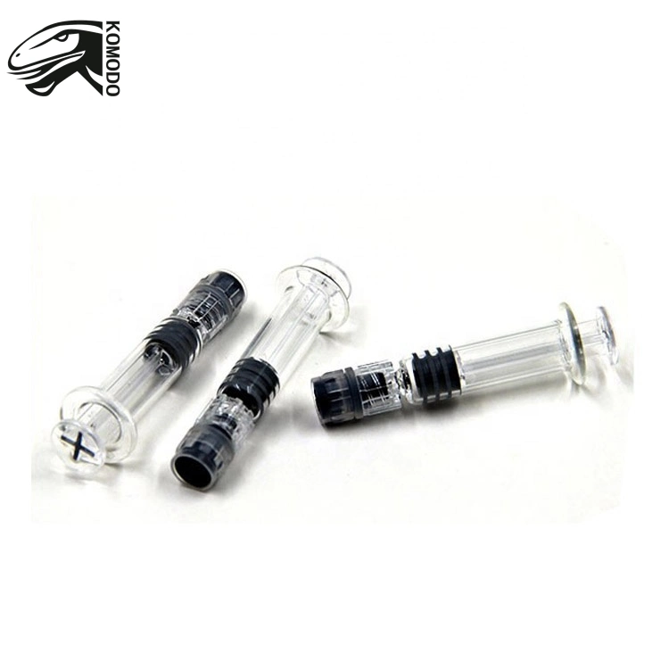 Disposable 1.0ml Luer Lock Luer Head Glass Syringe for Oil with Metal Plastic Plunger